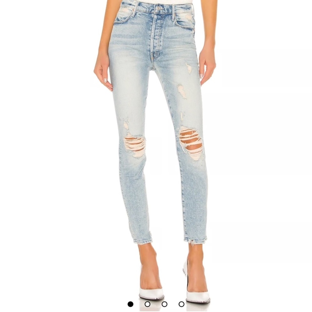 MOTHER Light Blue Distressed Ankle Jeans